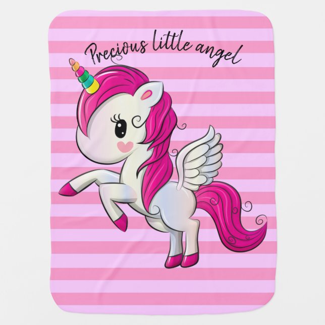 Precious little angel baby unicorn blanket (Front)