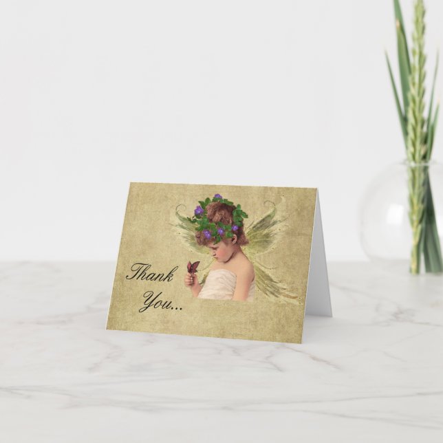 Precious Little Angel Girl w/butterfly- Thank You  Card (Front)