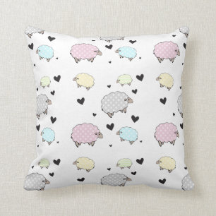 Precious Little Baby Sheep Pattern Throw Pillow