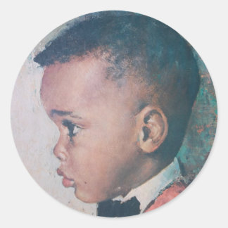 Precious Little Black Boy Vintage Classic Round Sticker