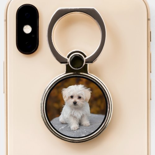 Precious Little Maltese Puppy Photograph Phone Ring Stand