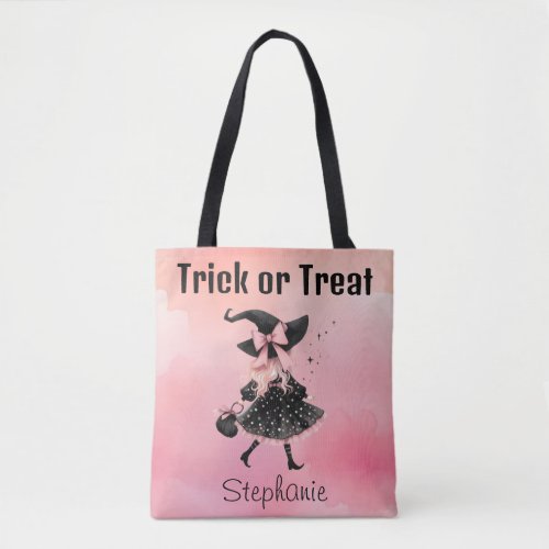 Precious Little Witch Halloween Trick or Treat Tote Bag