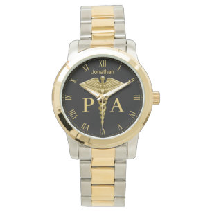 Precious Medical Gold Caduceus Physician Assistant Watch