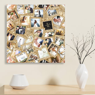Precious Memories 30 Photo Collage Gold ID1065 Canvas Photo Tile