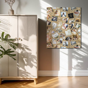 Precious Memories 30 Photo Collage Gold ID1065 Metal Print