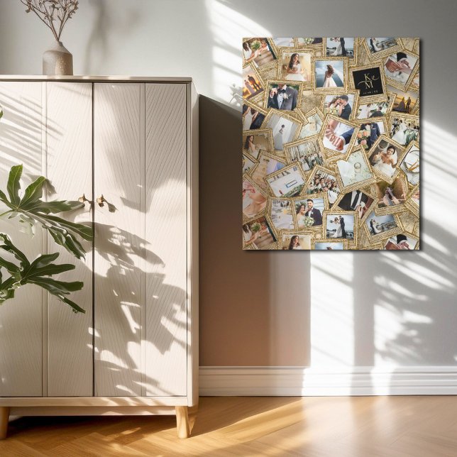 Precious Memories 30 Photo Collage Gold ID1065 Metal Print (Creator Uploaded)