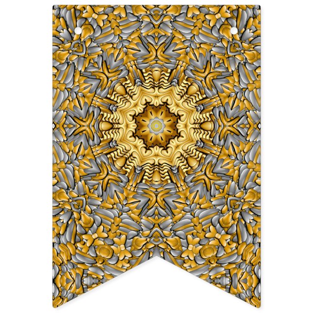 Precious Metal Gold  Silver Vintage Kaleidoscope Bunting Flags (First Flag)