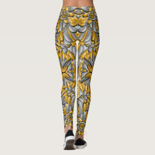 Precious Metal Gold Silver Vintage Kaleidoscope Leggings