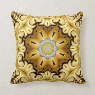 Precious Metal Gold Silver Vintage Kaleidoscope Throw Pillow