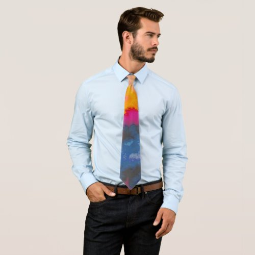 Precious Mineral Gemstone Rainbow Space Nebula   Neck Tie