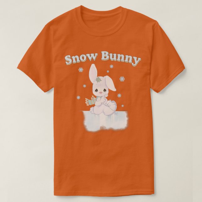 Precious Moments Christmas Snow Bunny Portrait  T-Shirt (Design Front)