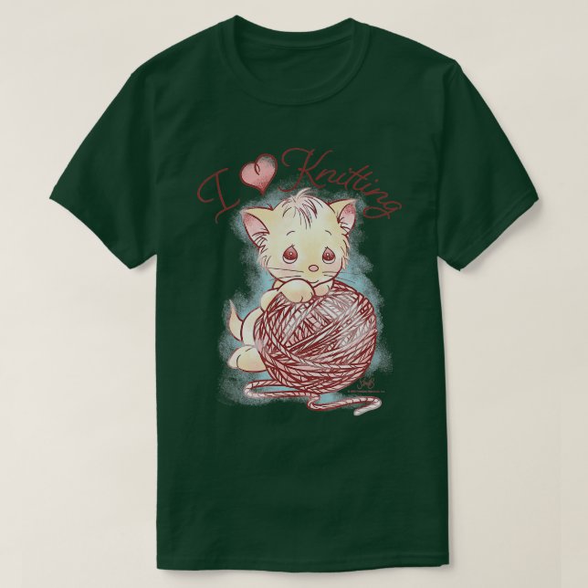 Precious Moments Kitten I Love Knitting  T-Shirt (Design Front)