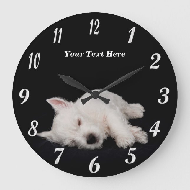 Precious Napping Westie Puppy Round Wall Clock (Front)
