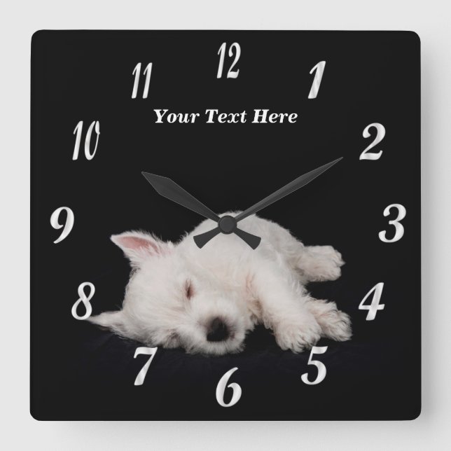 Precious Napping Westie Puppy Wall Clock (Front)