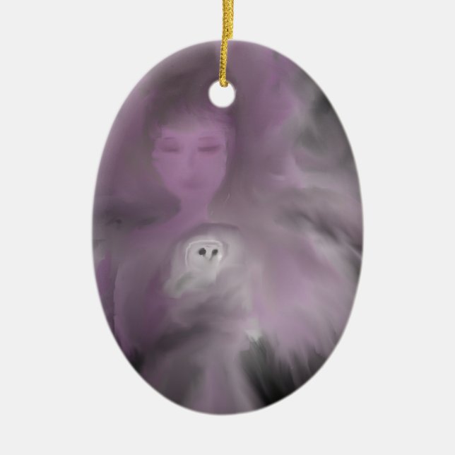 Precious Owl Angel Ceramic Ornament (Front)