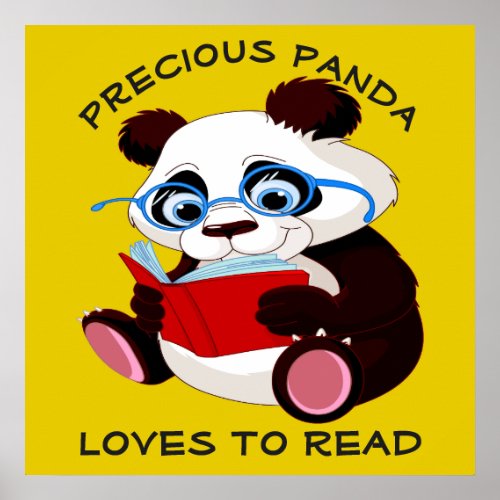 Precious Panda Loves to Read Poster