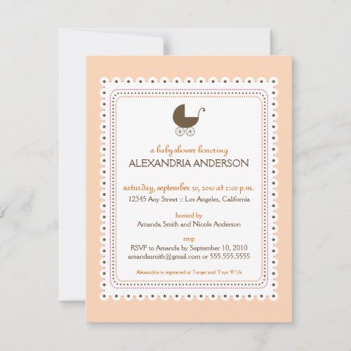 Precious Peach Custom Baby Shower Invitation