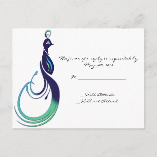 Precious Peacock in Purple Teal and Green Invitation Postcard