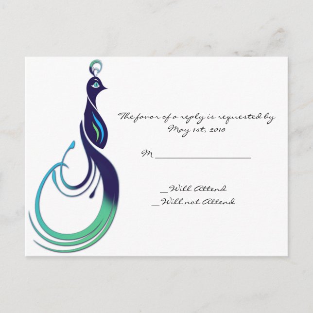 Precious Peacock in Purple, Teal, and Green Invitation Postcard (Front)