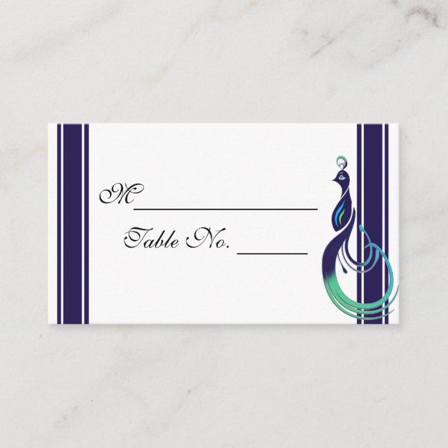Precious Peacock in Purple Teal and Green Place Ca Place Card (Front)