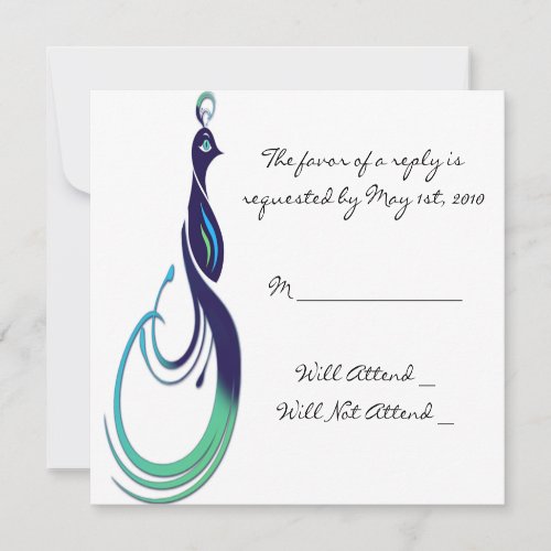 Precious Peacock in Purple, Teal, Green Response Custom Invites