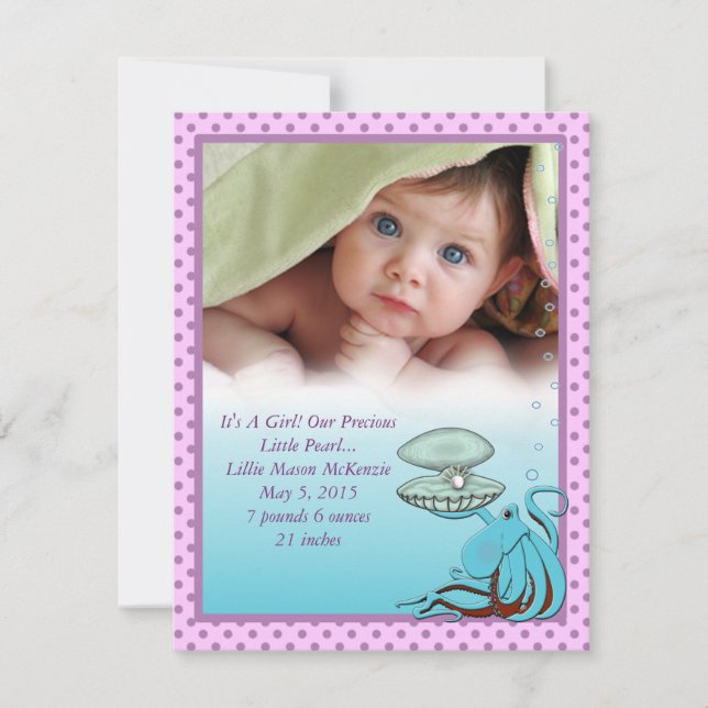 Precious Pearl Baby Girl Announcement (Front)