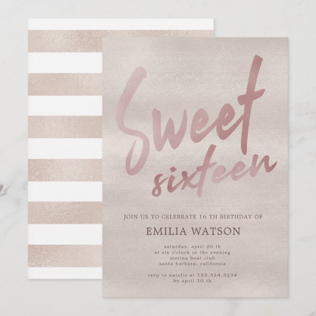 Precious Pearl | Sweet Sixteen Invitation (Front/Back)