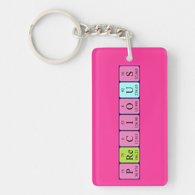 Precious periodic table name keyring (Front)