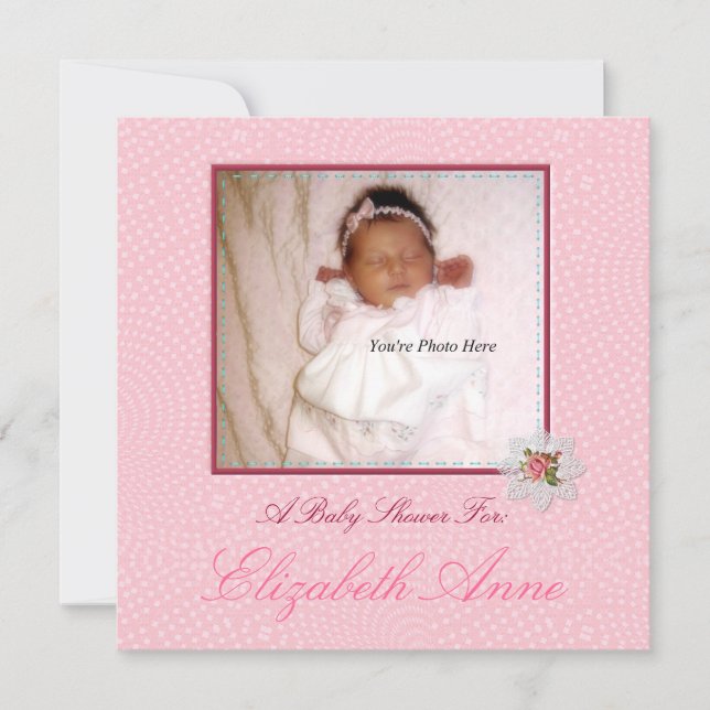 Precious Pink Girl Photo Baby Shower Invitation (Front)