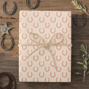 Precious Pink Horseshoes Pale Blush Cowgirl Wrapping Paper Sheets