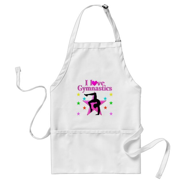 PRECIOUS PINK I LOVE GYMNASTICS DESIGN ADULT APRON (Front)