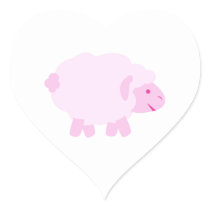 Precious Pink Little Lamb Heart Sticker