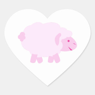 Precious Pink Little Lamb Heart Sticker