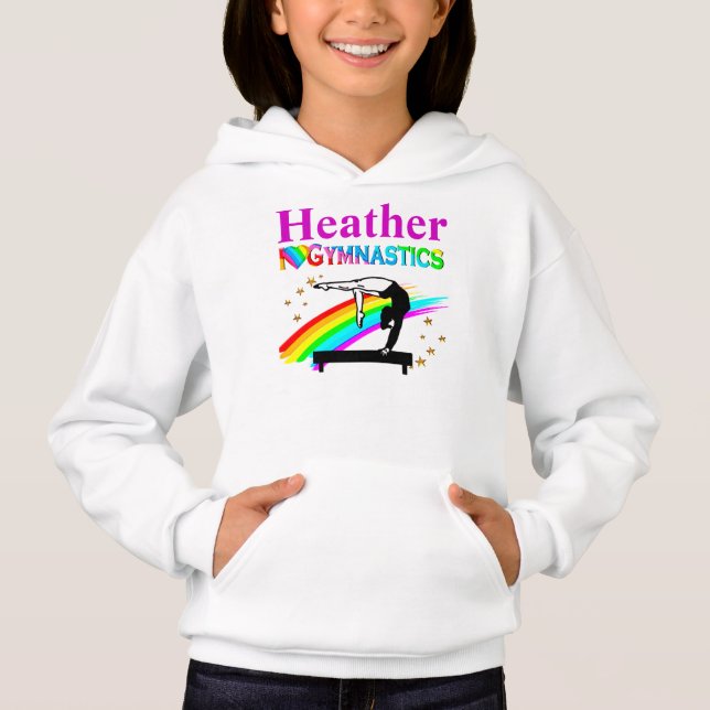 PRECIOUS PINK PERSONALIZE I LOVE GYMNASTICS HOODIE (Front)