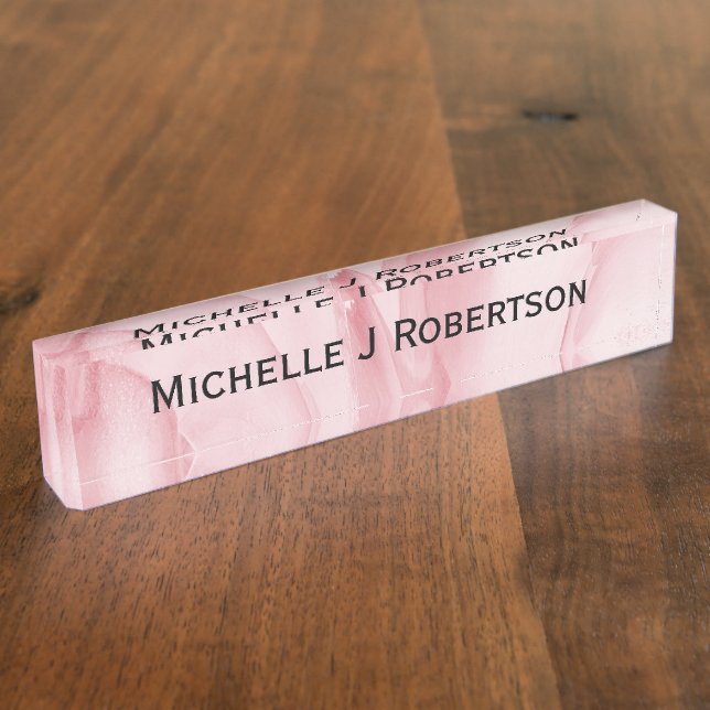 Precious Pink Petals with Name Desk Name Plate (Side)