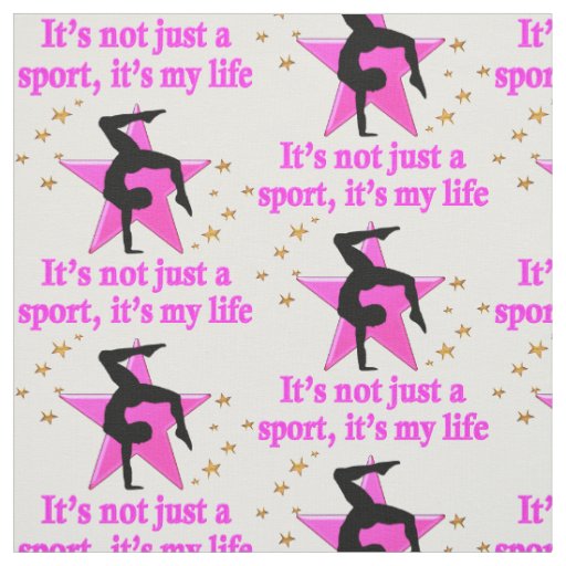 PRECIOUS PINK STAR GYMNASTICS INSPIRATIONAL QUOTE FABRIC