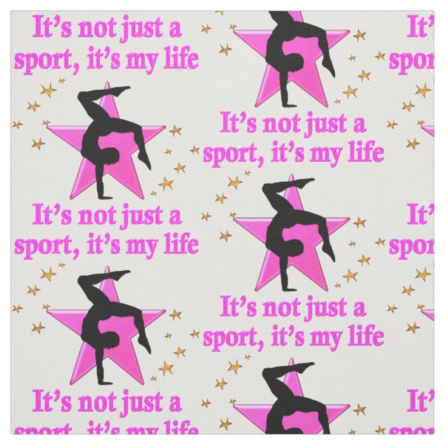 PRECIOUS PINK STAR GYMNASTICS INSPIRATIONAL QUOTE FABRIC (Swatch)