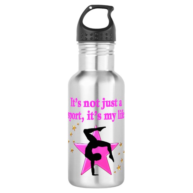 PRECIOUS PINK STAR GYMNASTICS INSPIRATIONAL QUOTE WATER BOTTLE (Front)