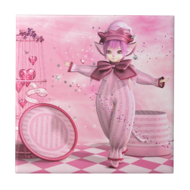 Precious Pink Whimsy Ceramic Tile (Front)