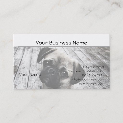 Customizable Precious Pug Puppy in Black and White Business Card