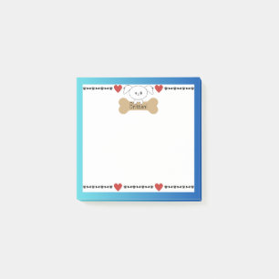 Precious Puppy Bone, Paw and Hearts Personalized Post-it Notes