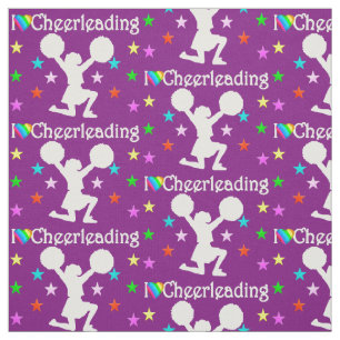 PRECIOUS PURPLE I LOVE CHEERLEADING FABRIC