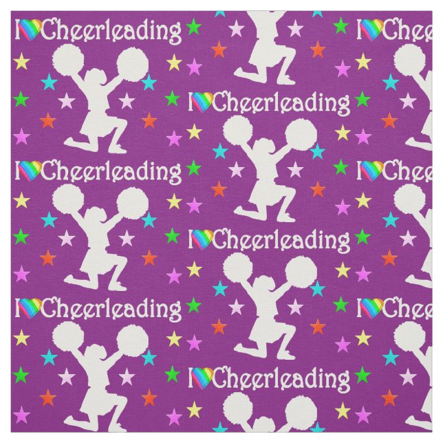 PRECIOUS PURPLE I LOVE CHEERLEADING FABRIC (Swatch)