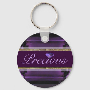 Precious Purple, Violet Gem Design Keychain
