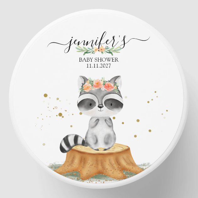 Precious Raccoon Forest Baby Shower Mini Candle Favors