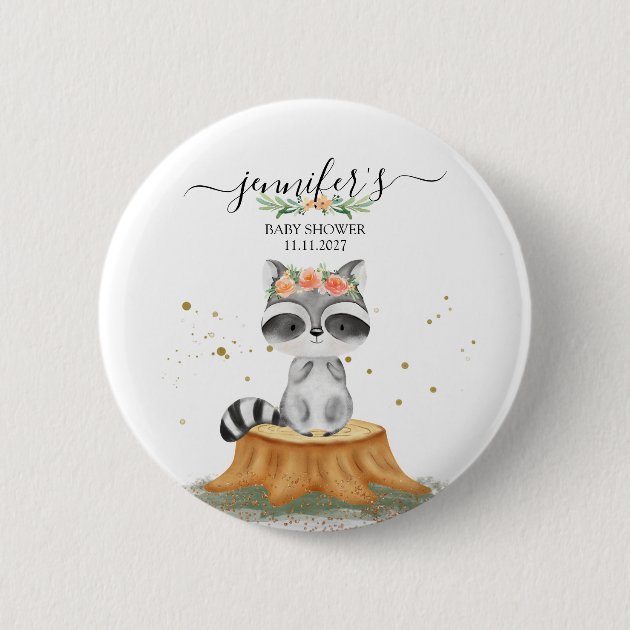 Precious Raccoon Wildlife Baby Show Button