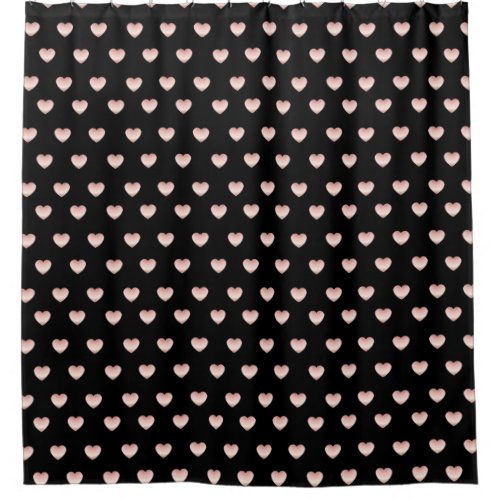 Precious Rose Gold Colored Shiny Heart Pattern Shower Curtain