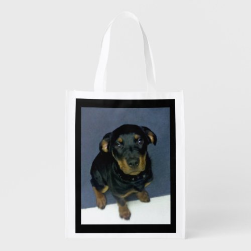 Precious Rottweiler Puppy Reusable Grocery Bag
