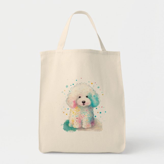 Precious Snowy Poodle Tote Bag (Front)
