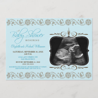 Precious Sonogram Baby Shower Invitation (aqua)